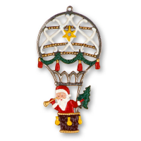 Pewter Ornament Santa Claus in Balloon