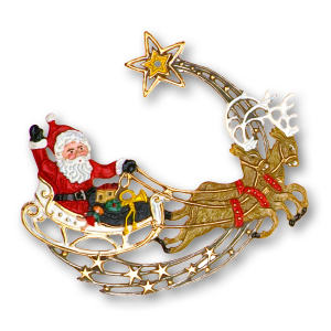 Pewter Ornament Santa Claus with Sleigh