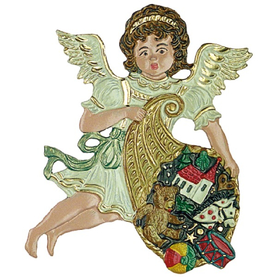 Pewter Ornament Angel with Cornucopia