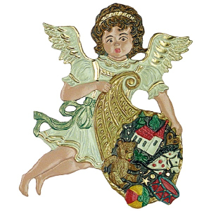 Pewter Ornament Angel with Cornucopia
