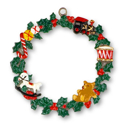 Pewter Ornament Wreath with Toys