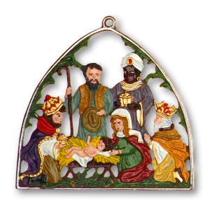 Pewter Ornament Nativity large