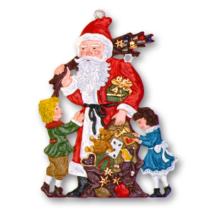 Pewter Ornament Santa Claus with Children