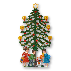 Pewter Ornament Christmas Tree with Children