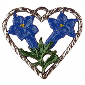 Pewter Ornament Town Picture small Heart Gentian