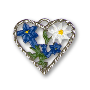 Pewter Ornament Town Picture small Heart Gentian and...