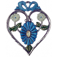 Pewter Ornament Heart with Marguerite blue