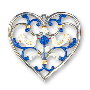 Pewter Ornament Heart blue