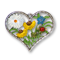 Pewter Ornament Heart WildFlowers