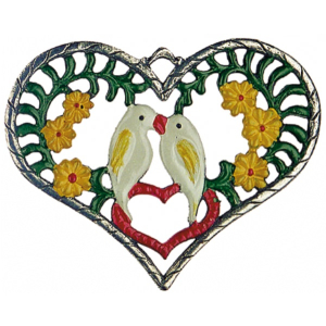 Pewter Ornament Heart Birds