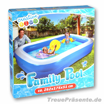 Familien-Planschbecken, Pool, ca. 262 x 175 x 51 cm