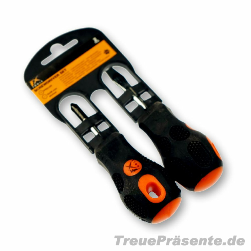 2 Mini-Schraubendreher Set – Kreuz Und Schlitz, Gesamtlänge 88 Mm, Chrom-Vanadium-Stahl