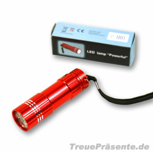 LED-Taschenlampe rot, mit Handschlaufe, inkl. Batterien