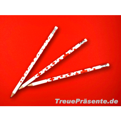 Bleistift 18,5 cm mit Radiergummi und Rundumdruck Rote Kreuze