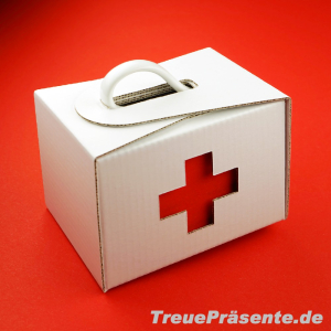 Porzellan-Tasse weiß, Rote Kreuze, in Geschenkverpackung