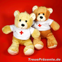 Plüsch-Bär ca. 24 cm mit Aufhänger, inkl. besticktem T-Shirt Rotes Kreuz