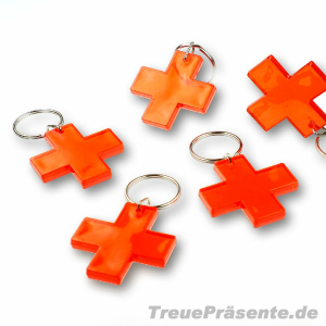 Schlüsselanhänger 4 x 4 cm, Rotes Kreuz transparent