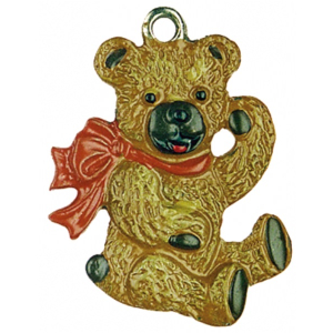 Pewter Ornament Little Bear with orange Bow