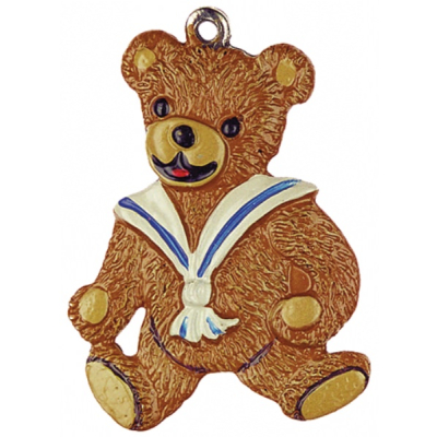 Pewter Ornament Bear with Collar