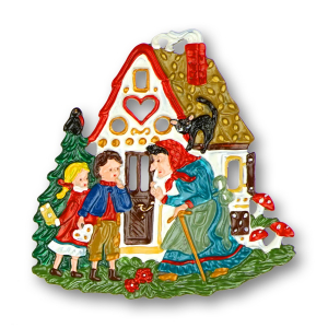 Pewter Ornament Gingerbread House with Hansel and Gretel