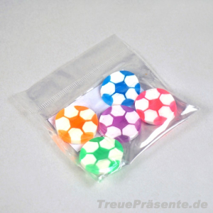 Radiergummi Fußball, 5er-Pack, farblich sortiert