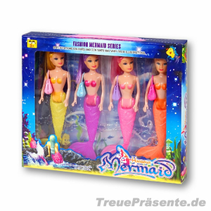 Meerjungfrauen-Puppen, 4er-Set im Koffer