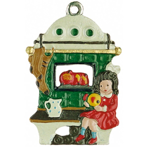 Pewter Ornament Girl at the Stove