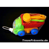 Sandspielzeug im LKW, 6-teilig, ca. 13 cm, farblich sortiert