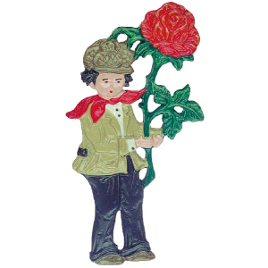 Pewter Ornament Boy with Rose