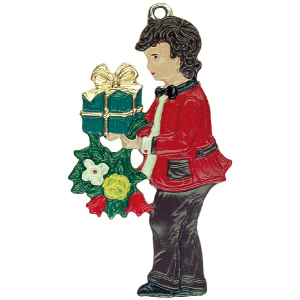 Pewter Ornament Boy with Bouquet