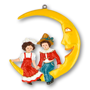 Pewter Ornament Children in the Moon
