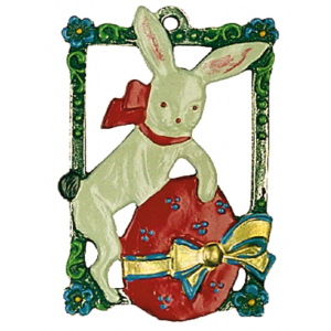 Pewter Ornament Easter Bunny with Egg