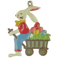 Zinnfigur Hase mit Leiterwagen