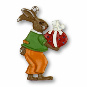 Pewter Ornament Easter Bunny with large Egg