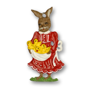 Pewter Ornament Easter Bunny with little Chickens