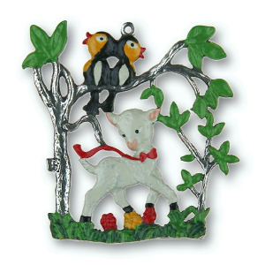 Pewter Ornament Sheep under a Tree