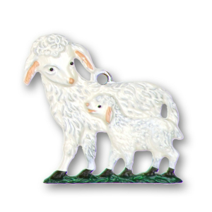 Pewter Ornament Sheep with Lamb