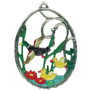 Pewter Ornament Flying Ducks