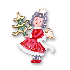 Pewter Ornament Angel with Pine