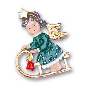 Pewter Ornament Angel with Sleigh