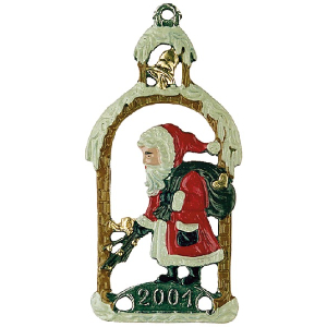 Pewter Ornament Christmas Motiv 2001 Santa Claus