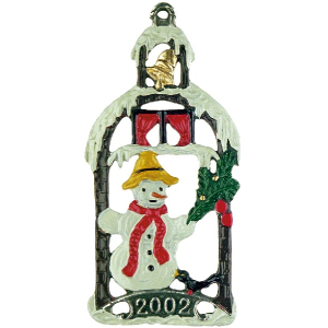 Pewter Ornament Christmas Motiv 2002 Snowman