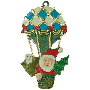 Pewter Ornament Santa Claus in Balloon